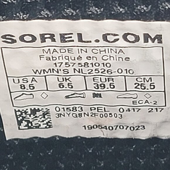 Sorel Women's Black Rubber Wedge Heel Rain Boots NL2526-010 US Size 8.5 - Picture 10 of 10